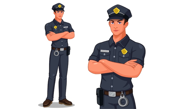 Police officer in standing pose vector illustration