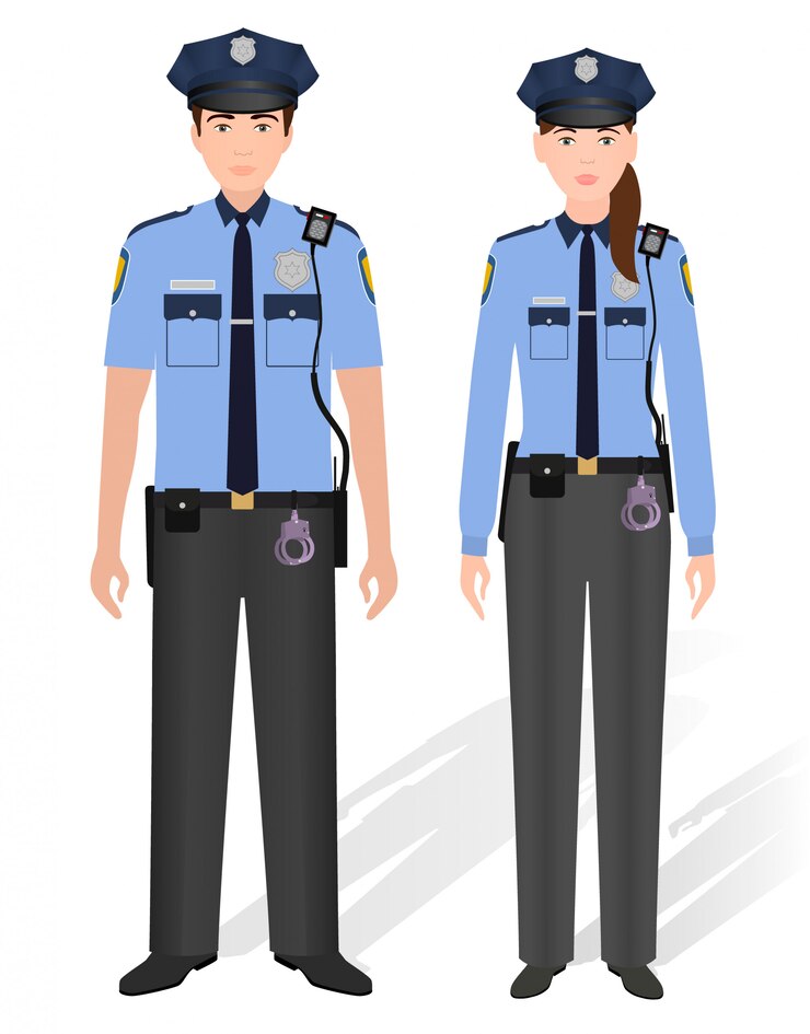Vector 警察官の男性と女性の白で隔離