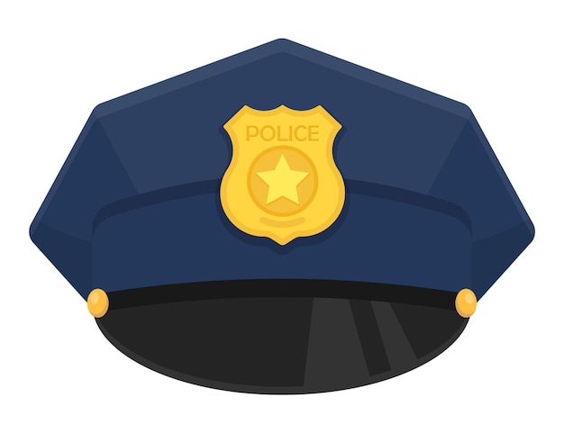 Police peaked cap with gold cockade Vector illustration