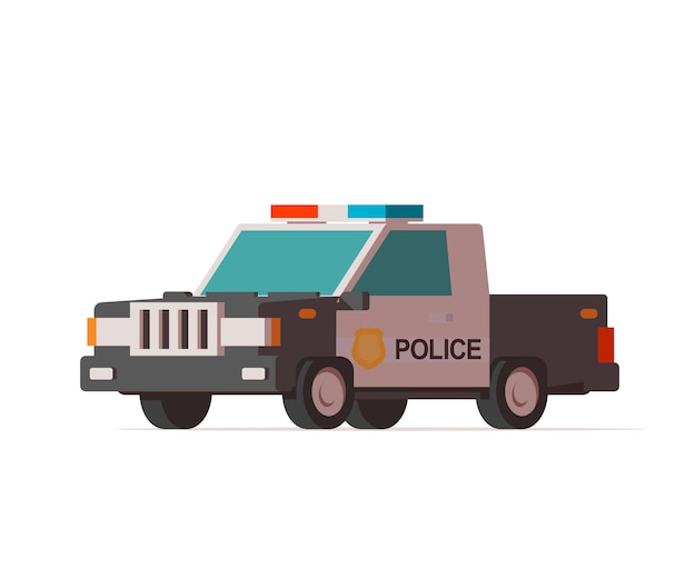 Vector police pickup truck