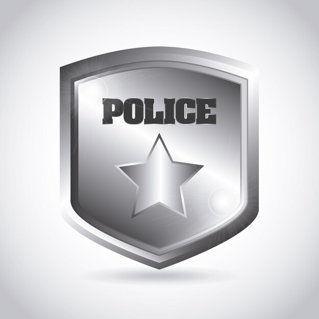 Vector police plate over gray background vector illustration