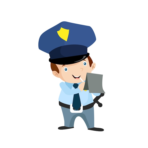 Police security cartoon worker character illustration