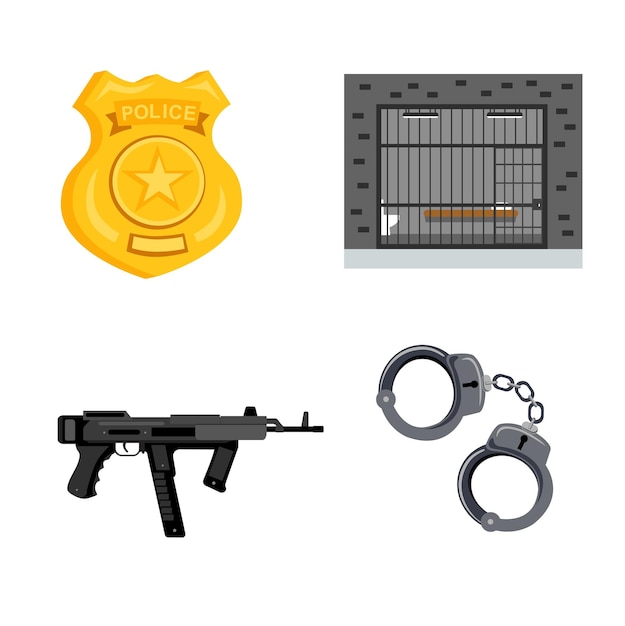 Police set Police prison automatic pistol handcuffs police badge Equipment for policing