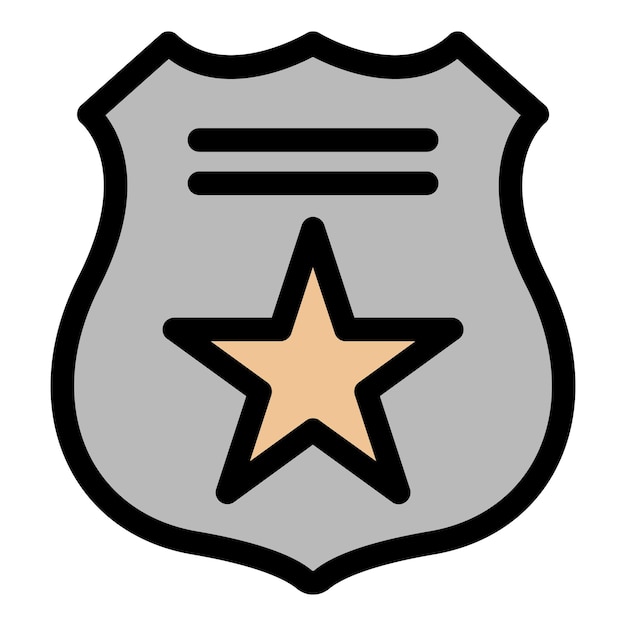 Иконка полицейского знака. контур полицейского знака. цвет векторной иконки плоский изолированный.