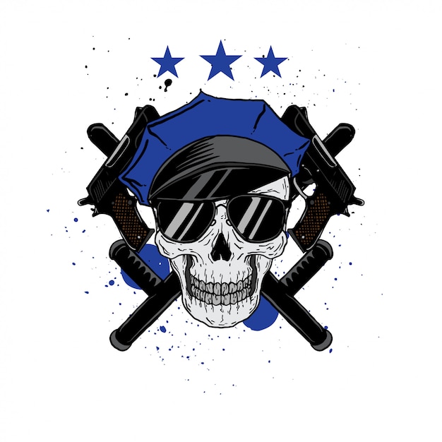 Vector police skull profession