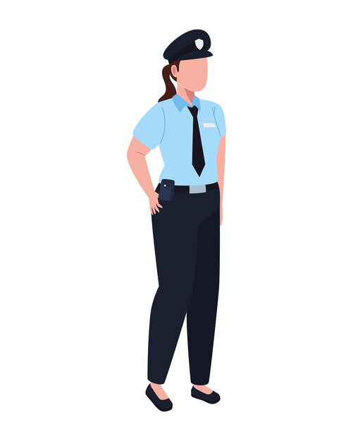 Vector police standing isolated