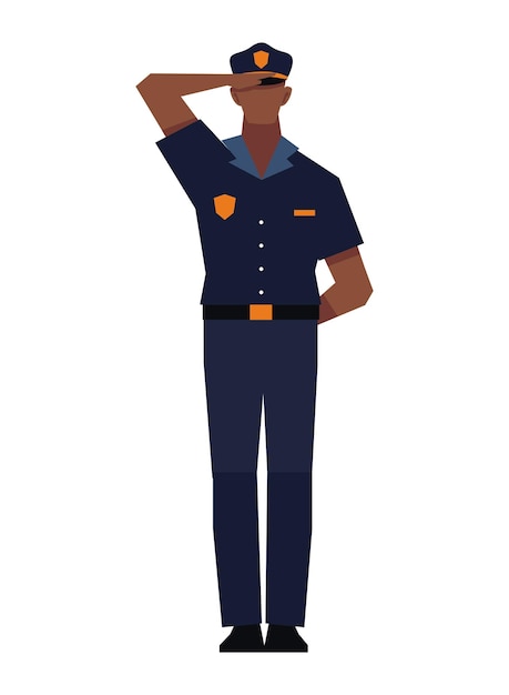 police standing male character isolated illustration