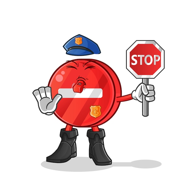 Police stop sign cartoon character