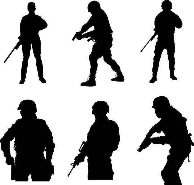 Vector police swat silhouette vector graphic pack