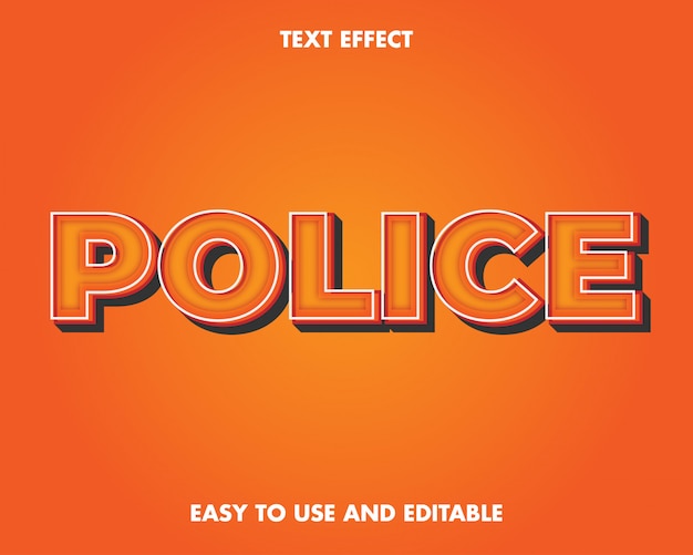 Police Text Effect. Editable Text Effect and Easy to Use. Premium Vector Illustration