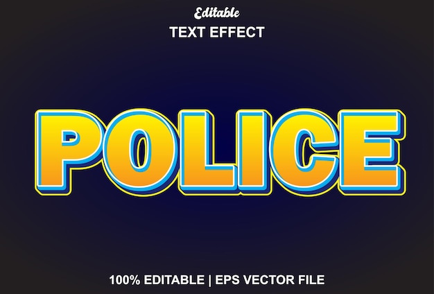 Police text effect with yellow color and editable