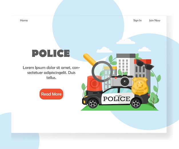 Modello di pagina di destinazione del sito web di polizia