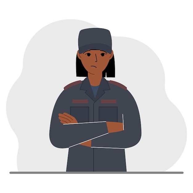 Vector police woman profession policeman security guard patrolman in uniform