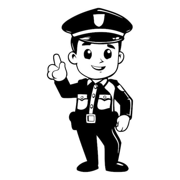 ベクトル 警察の漫画キャラクター ユニフォームを着た可愛い警察官 ベクトルイラスト