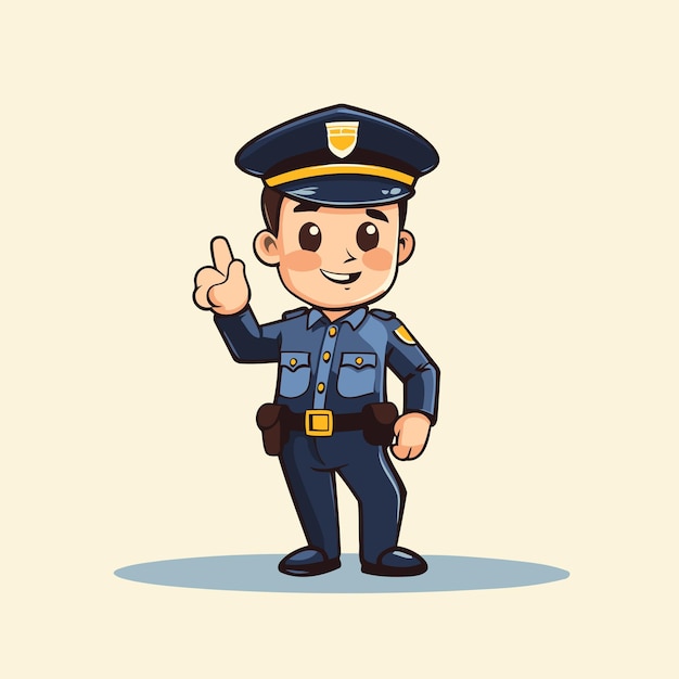 Policeman cartoon character Cute policeman in uniform Vector illustration