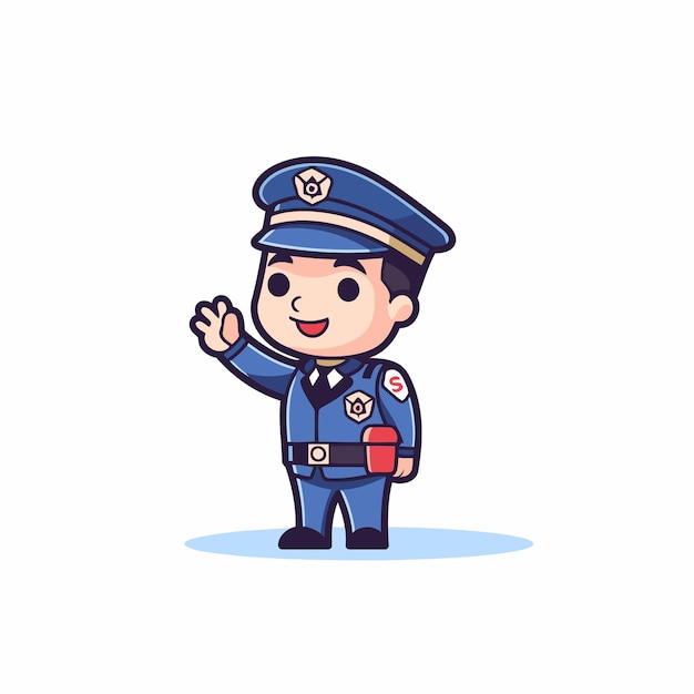 Policeman cartoon character Vector illustration in a flat style