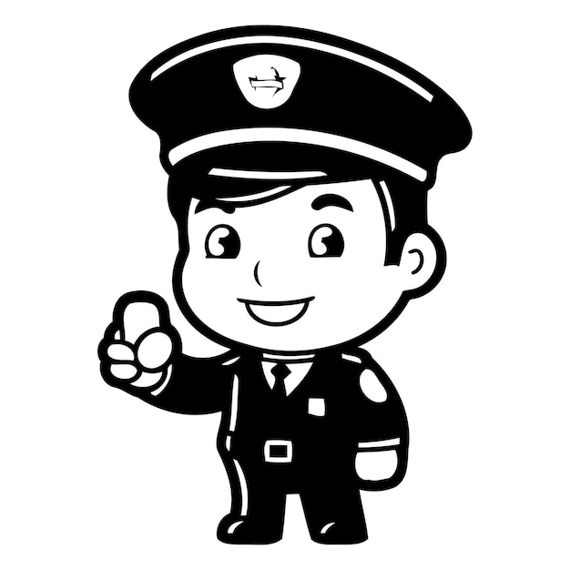 Policeman Character Cute Cartoon Policeman Vector Illustration