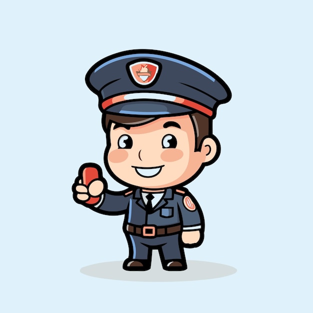 Policeman Character Cute Cartoon Policeman Vector Illustration