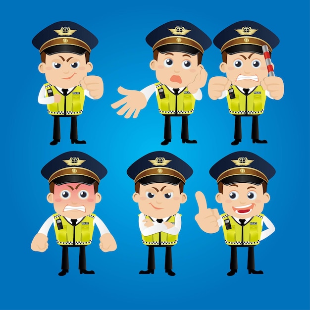 Policeman characters in different poses