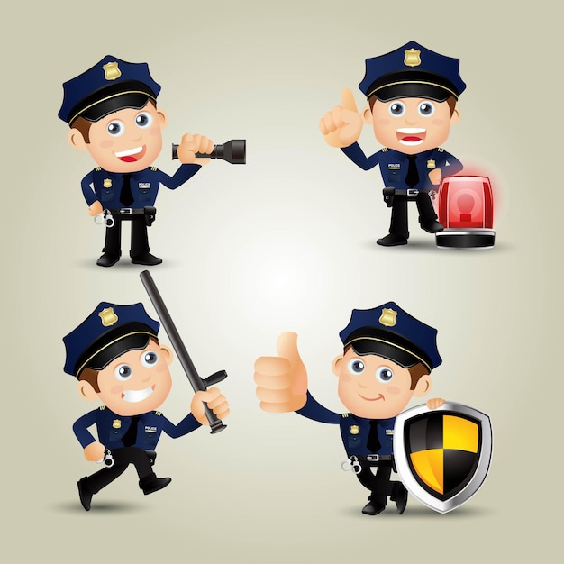 Policeman characters in different poses