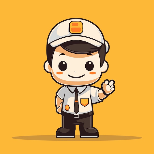 Policeman Cute Cartoon Mascot Character Vector Illustration