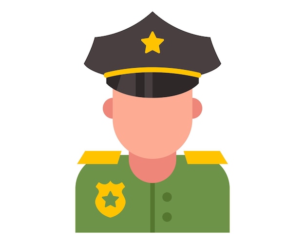 A policeman in a green uniform and cap