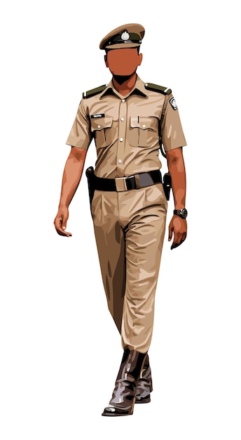 Полицейский Индийский полицейский в униформе векторной иллюстрации