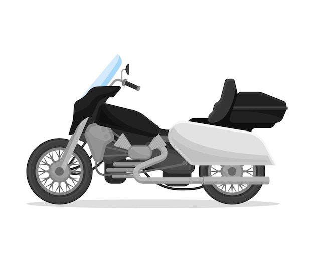 Vector policeman modern black and white motobike vector illustration on a white background