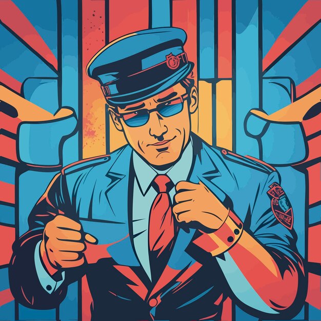 Policeman in uniform justice illustration