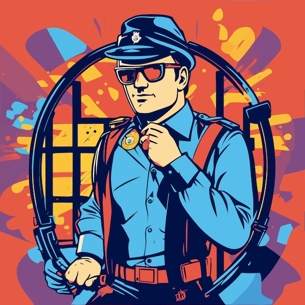 Poliziotto in uniforme giustizia illustrazione