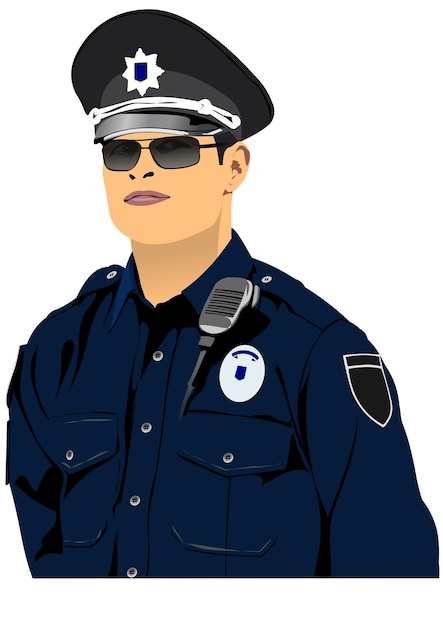 Policeman with walkietalkie radio