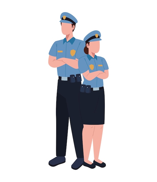 Vector polices standing illustration