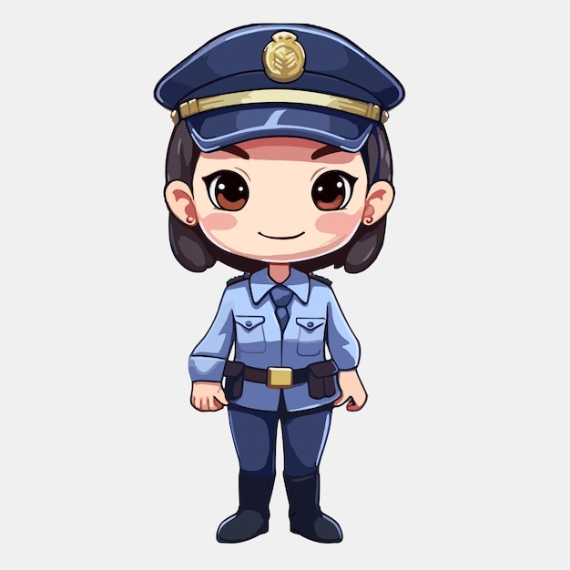 policewoman concept illustration Beautiful girl policeofficer in uniform Vector illustration