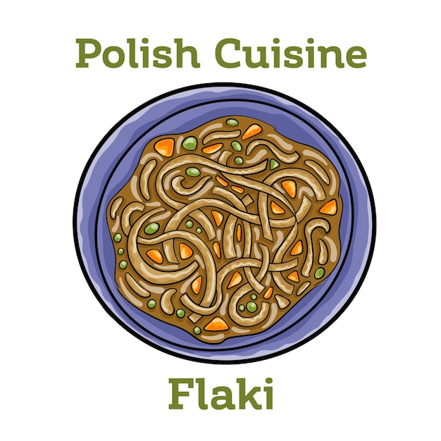 Polish stew flaki with vegetables closeup in a bowl