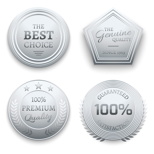 Vector polished silver metal premium badge