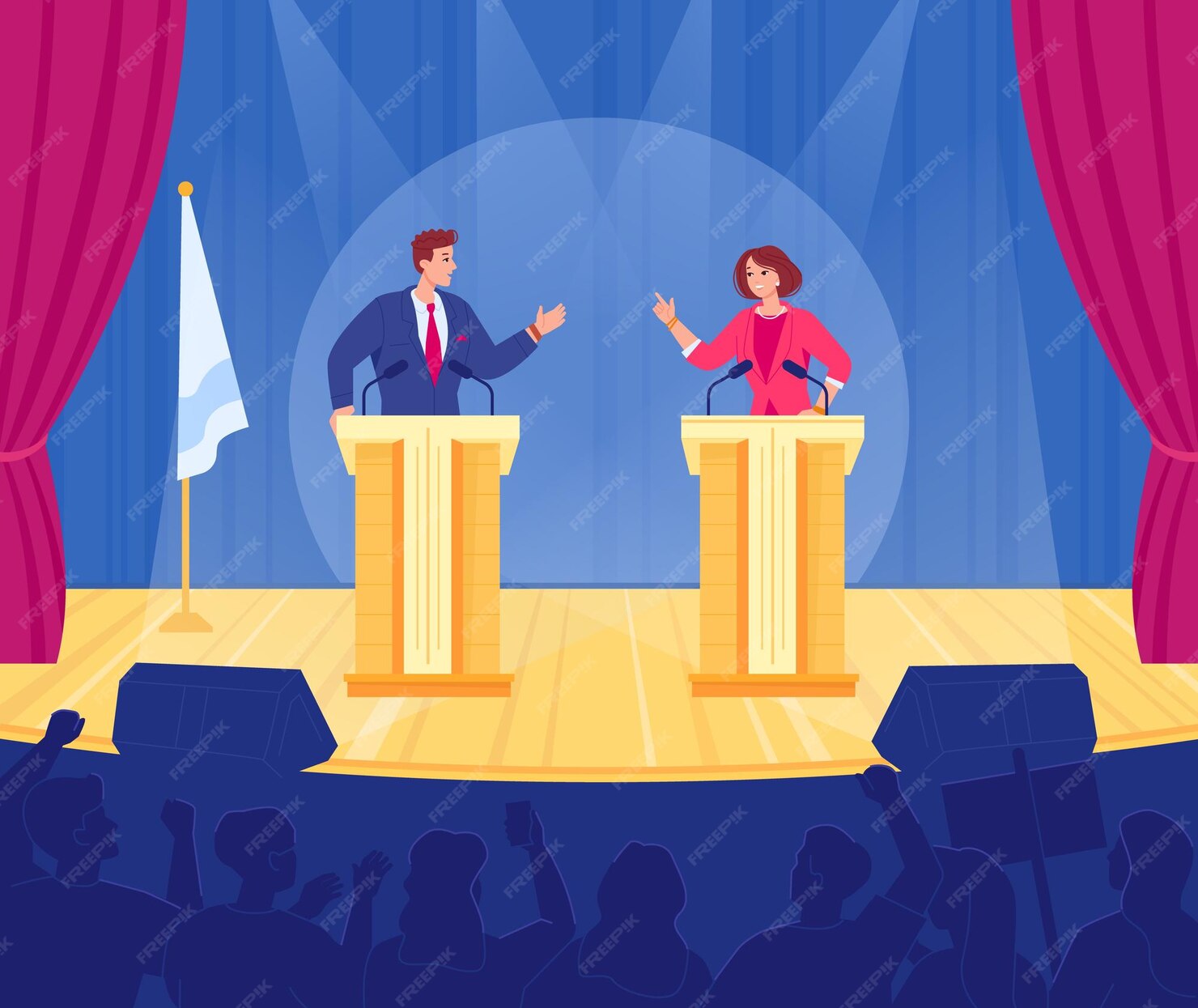 Premium Vector Political debates in audience government candidate