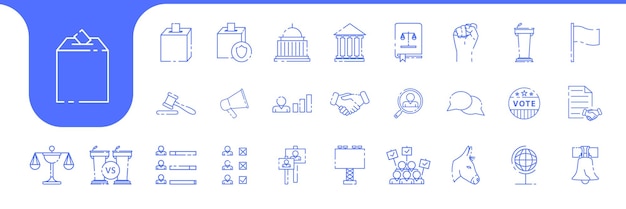 Vector political lines icon set collection design vector