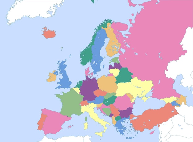 Политическая карта Европы с границами