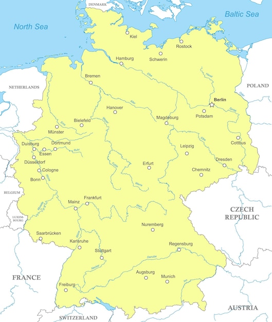 Mappa politica della germania con i confini nazionali