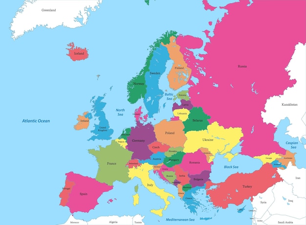 Политическая карта европы с границами