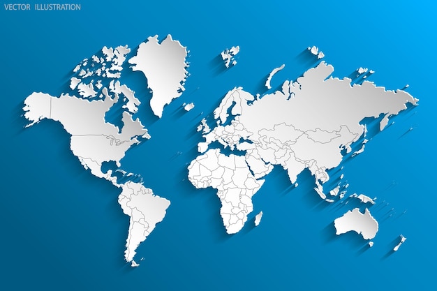세계의 정치 지도 종이로 자른 세계 지도