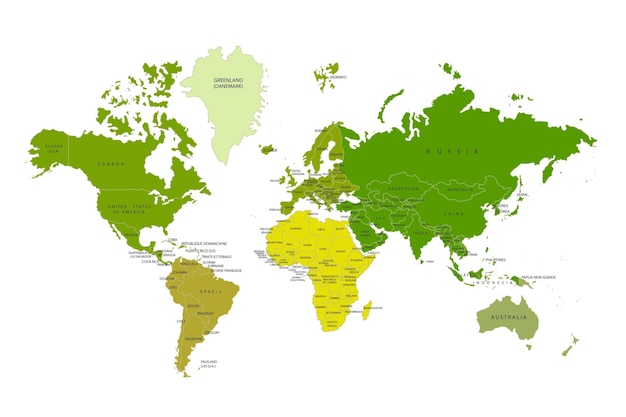Vettore la mappa politica del mondo