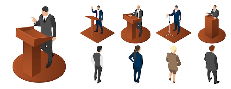 Vector political meeting icon set