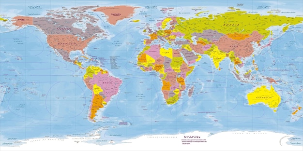 Political world map catalan language equirectangular projection