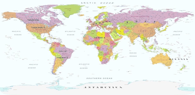 Vector political world map contains information licensed under the open government license canada