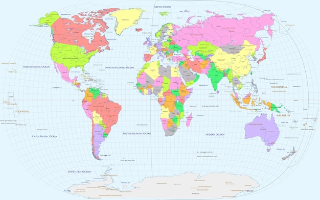 Political world map gyrffy e projection