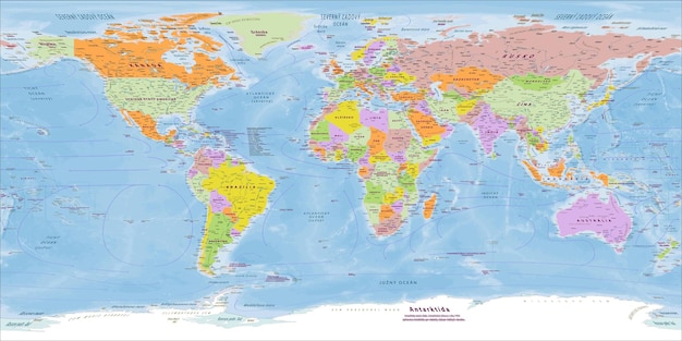 ベクトル 政治世界地図 スロバキア語正距円筒図法