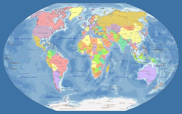 Vettore mappa politica del mondo winkeltripel proiezione