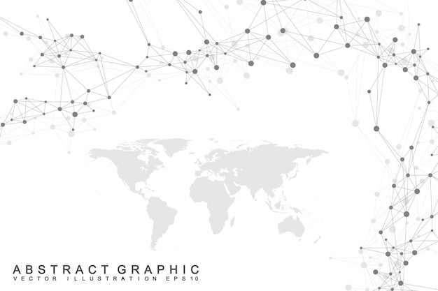 Mappa del mondo politico con il plesso di linee di visualizzazione dei dati digitali del concetto di rete di tecnologia globale...