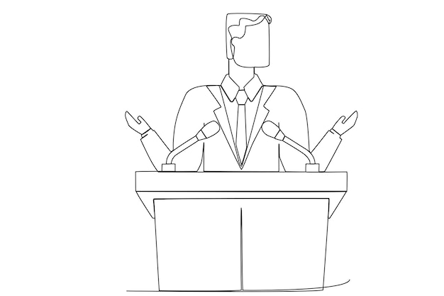 A politician campaigning for presidential election one line art